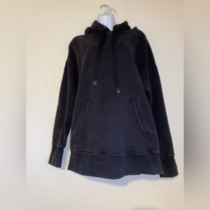 ATHLETA Rose Lace Tunic Hoodie Sweatshirt Black sz Large